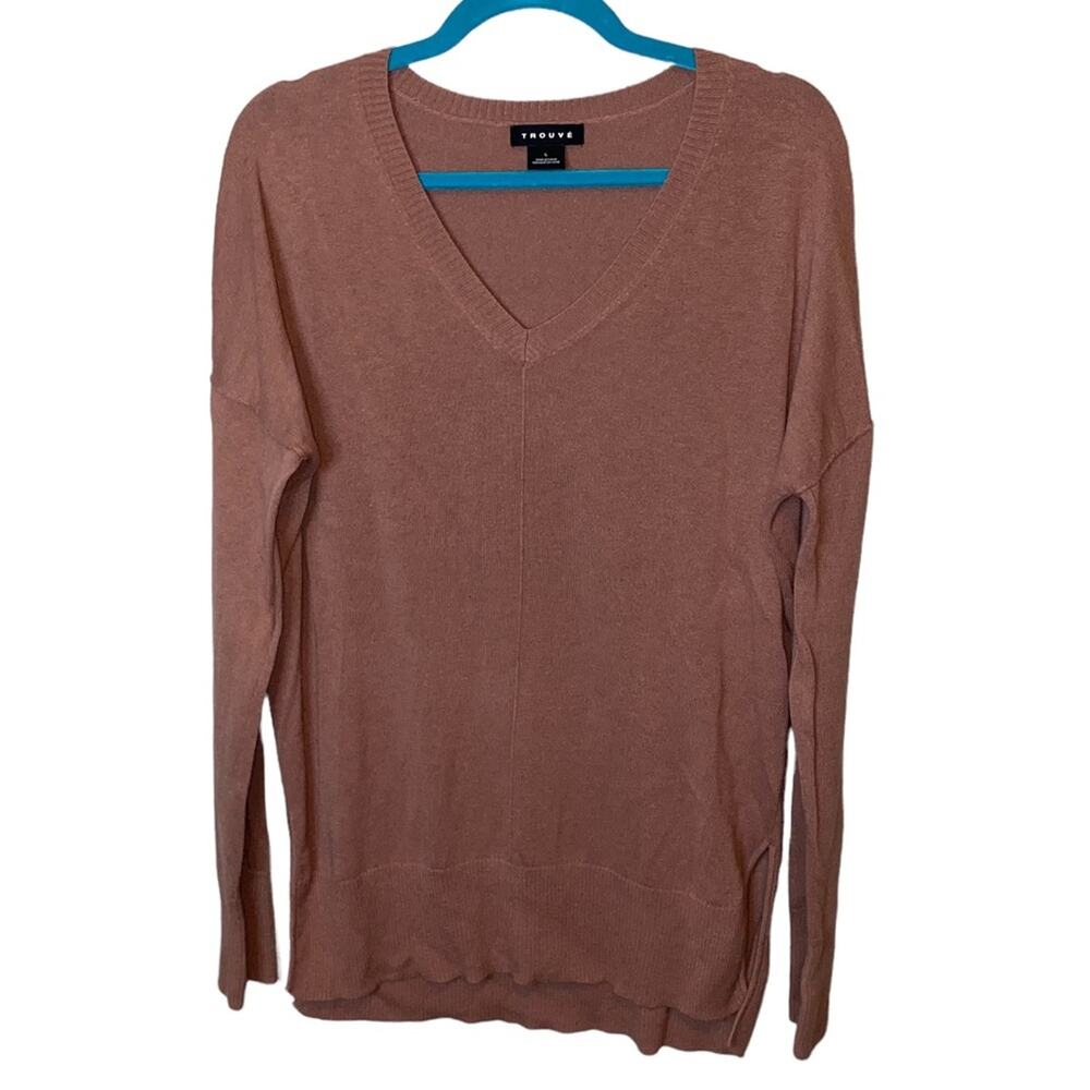 Trouvé Cashmere Blend Sweater Large V Neck Soft Knit Minimalist